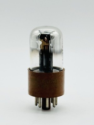 Vintage Sylvania USN CHS 6SN7WGTA Tube Chrome Top Black Plate Fat Brown Base i5