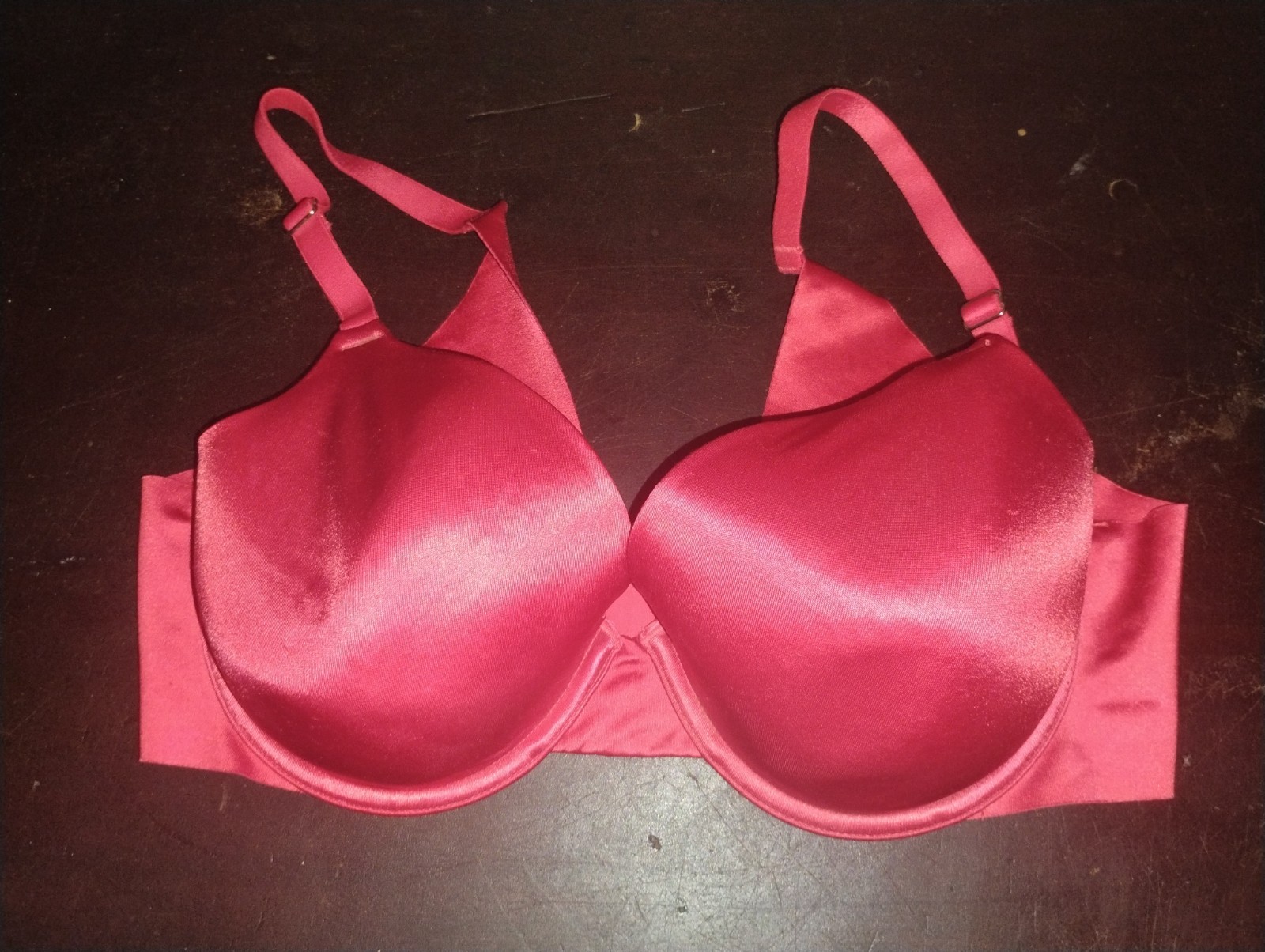Secret Treasures Underwire Bra 36C Red Satin Full Coverage Smooth Padded
