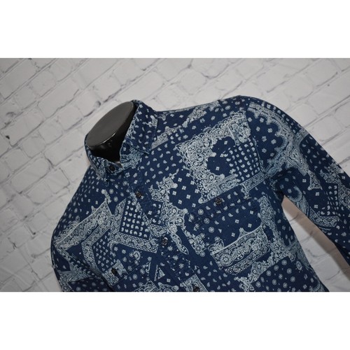 Express Hawaiian Style Dress Shirt Mens Size Large Blue - Picture 3 of 6