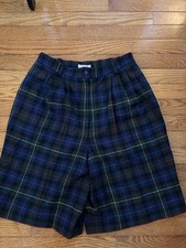 Vintage 100 Virgin Wool Pendleton Smith Tartan Women s Front Zip Lined Shorts