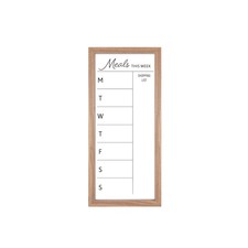 MCS Dry Erase Weekly Meal Planner 11x24 Walnut Framed Calander Whiteboard for Th