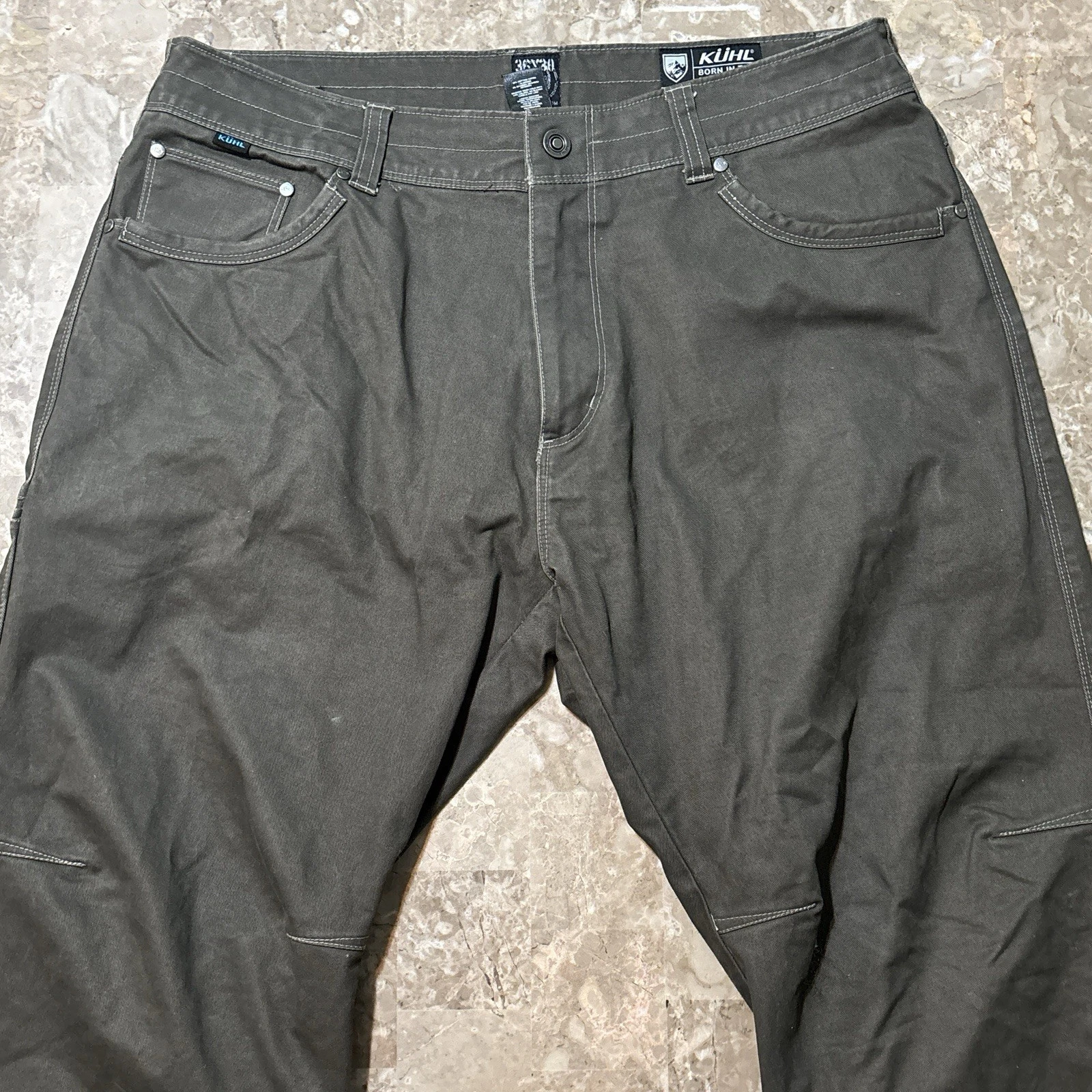 KUHL Pants Mens 36x30 Brown Rydr Vintage Patina Dye Hiking Rigid Cotton
