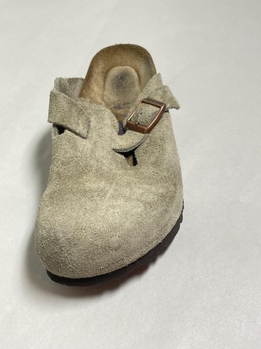 Birkenstock Boston Shoes Mens Size 8 Womens 10 EU 41 Taupe Suede Clogs Slip On - Picture 12 of 14