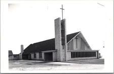 KEWAUNEE, Wisconsin RPPC Real Photo Postcard "HOLY ROSARY CATHOLIC CHURCH" 1950s
