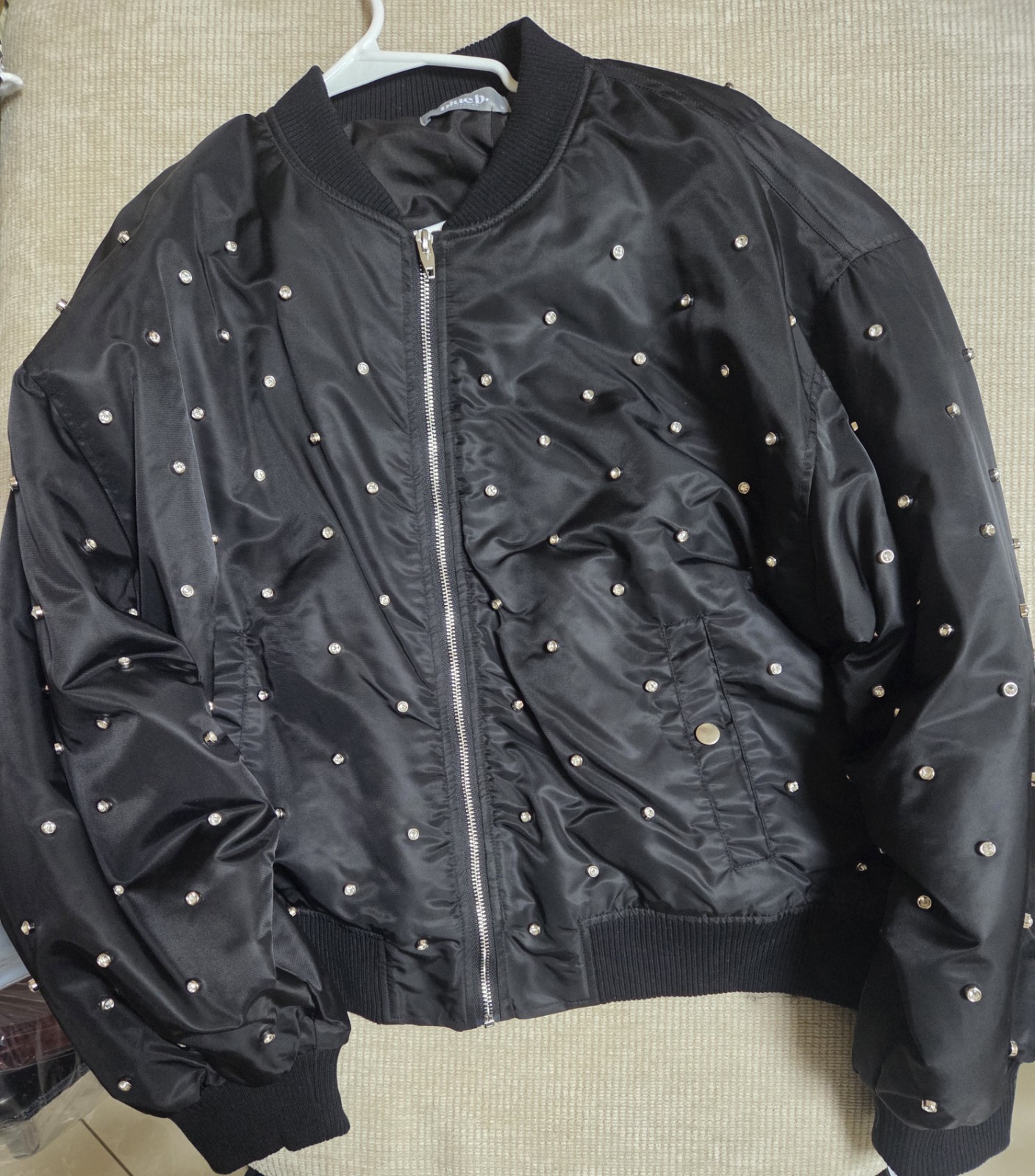 Black Unbranded Rhinestone Jacket , Brand New With Tags Stunning Bomber Hip...