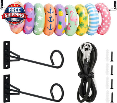 Pool Float Storage Holder, 63 Inch Wall Mount Pool Float Organizer Storage Rack