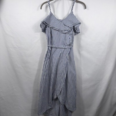 A New Day Women s Blue & White Striped Ruffle Midi Dress Size Small