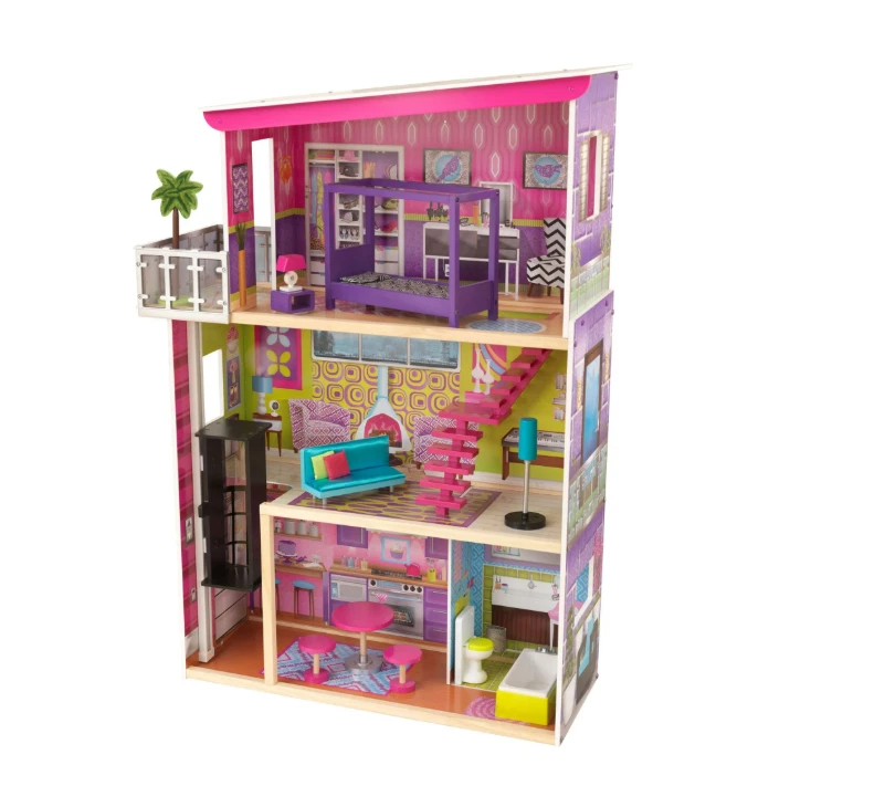 KidKraft Super Model Wooden Dollhouse with Elevator & 11 Accessories 50 inch - Image 2 of 4