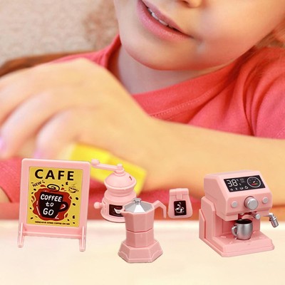 Miniatur Kaffeemaschine Mini Geräte für Mädchen Jungen Rosa Küche Spielzeug Set