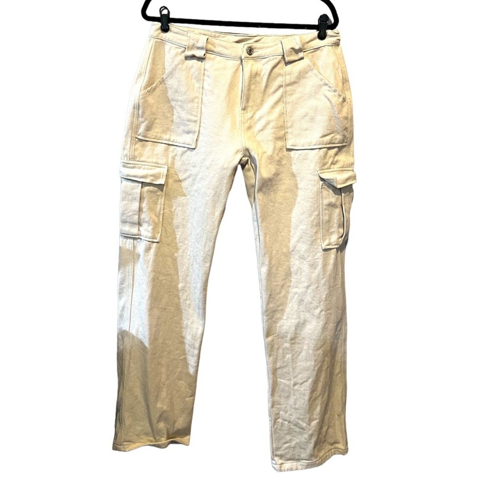 White Fox Off White Canvas straight Leg Cargo pants sz XL