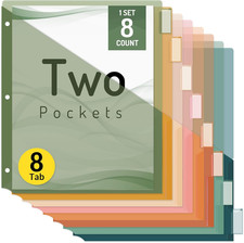 8 Count Dividers with 2 Pockets,8 Tabs Binder Dividers with Tabs