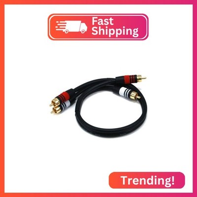 Monoprice 1.5ft Premium 2 RCA Plug/2 RCA Plug M/M 22AWG Cable - Black - (105346)