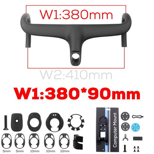 Road Bike Drop Bar Carbon Fiber Internal Cable Integrated Handlebar 360mm-380mm - Picture 33 of 44