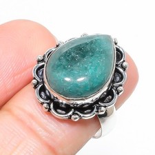 Natural Green Aventurine Gemstone 925 Sterling Silver Jewelry Ring Size 7 US 