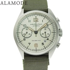 Pre-owned Hamilton Khaki Pilot Pioneer Chronograph H764560, Stainless Steel/Nylo