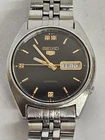 Vintage Seiko 5 Black Dial Automatic Japan Mens Watch 6309-8840 Runs SHIPS FREE