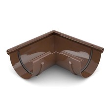 90° Brown Rain Gutter Corner System 75 - Durable & Easy Install