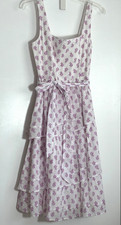 NWT J CREW SUNDRESS SZ 8 white purple flowers, garden parties, picinics luncheon