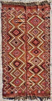 Wunderschöner antiker Reyhanli Tribal Kelim Teppich aus der Türkei - 183 cm x 96 cm