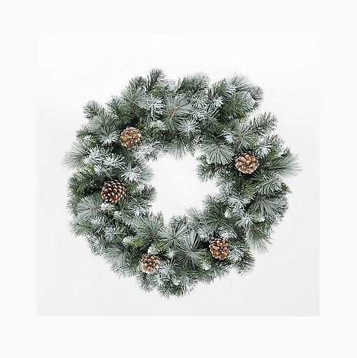 Frosted Glacier Christmas Wreath with Pine Cones - 60cm - 140 Tips