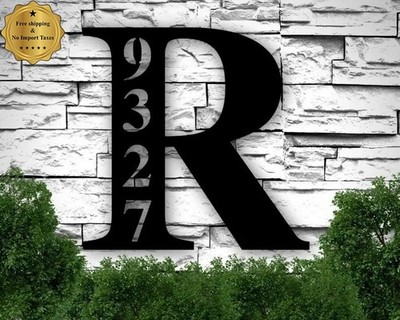 Personalized Letter Address Metal Signs, Monogram Wall Decor, Custom Name Sign