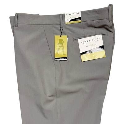 Perry Ellis Portfolio Men's Modern-Fit Stretch Pants Chiseled Stone 38x34 $95