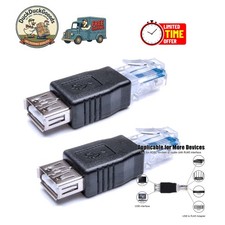 Black Ethernet to USB Adapter Set - Reliable RJ45 Male to USB Female Connectors