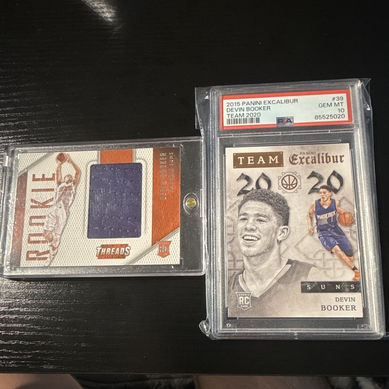 Devin Booker Lot of 2 Panini PSA 10 Rookie Jersey Threads #63 + Excalibur #39