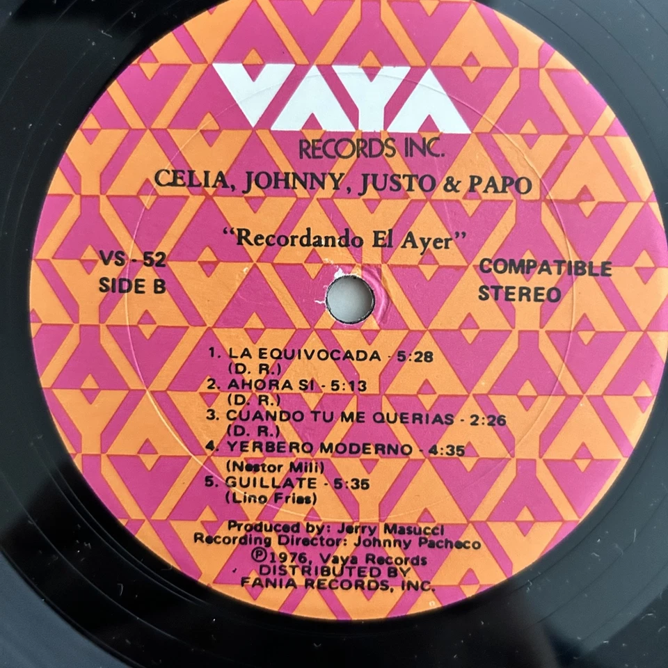 Celia Cruz, Johnny, Justo & Papo Recordando El Ayer LP 1976 Besito De Coco - Image 4 of 4
