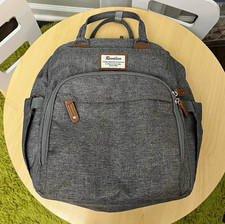 Ruvalino Gray Diaper Bag Backpack Waterproof w/ Insulated Pockets Pad