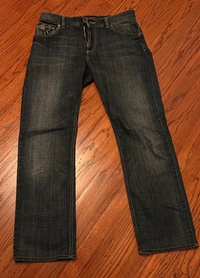 Alberto Jeans Mens 33x34 Modern Fit Dark Wash Stone Stretch Ring Blue Denim