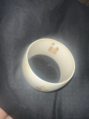 White Ceramic Floral Decorative Round Napkin Ring Holder Band, 1 Pack