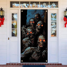 Halloween Zombie Door Cover Banner 71X35 Scary Peeking Decor