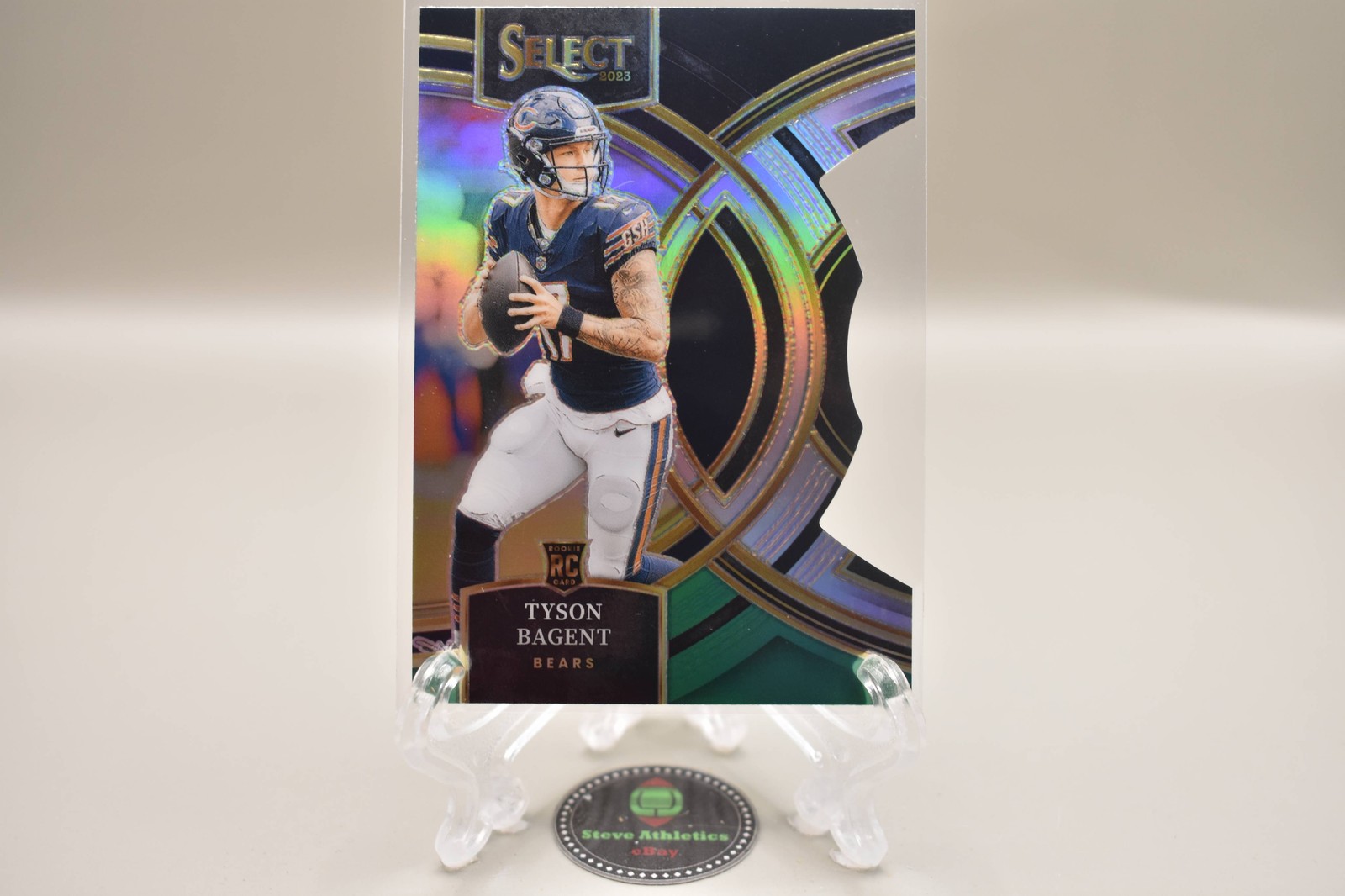 Tyson Bagent Bears 2023 Panini Select Black Green Diecut Premier Rookie RC #123