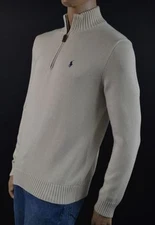Polo Ralph Lauren CREAM NAVY 1/2 HALF ZIP SWEATSHIRT NWT XL