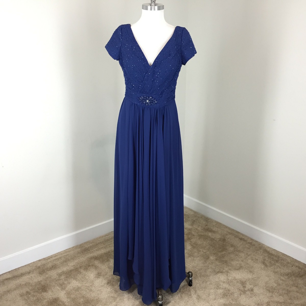 vm collection evening dresses Evening Dress VM Collection Blue Long Formal Gown M 8 Sequins **