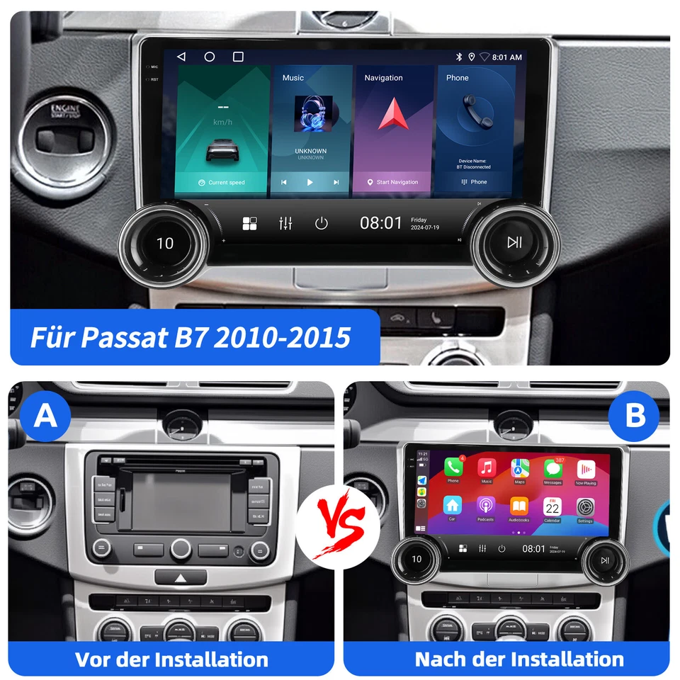 Android 14 Auto 64G CarPlay Autoradio GPS BT RDS Für VW Passat B7 CC 10-2015 - Bild 4 von 4