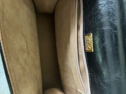 Vintage Black- Gold OROTON Handbag Leather - Picture 8 of 16