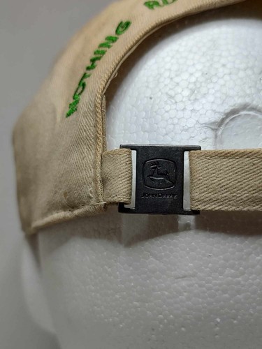 John Deere ("Nothing Runs Like A Deere") Farm Hat Cap Beige Adult Strapback - Picture 5 of 8
