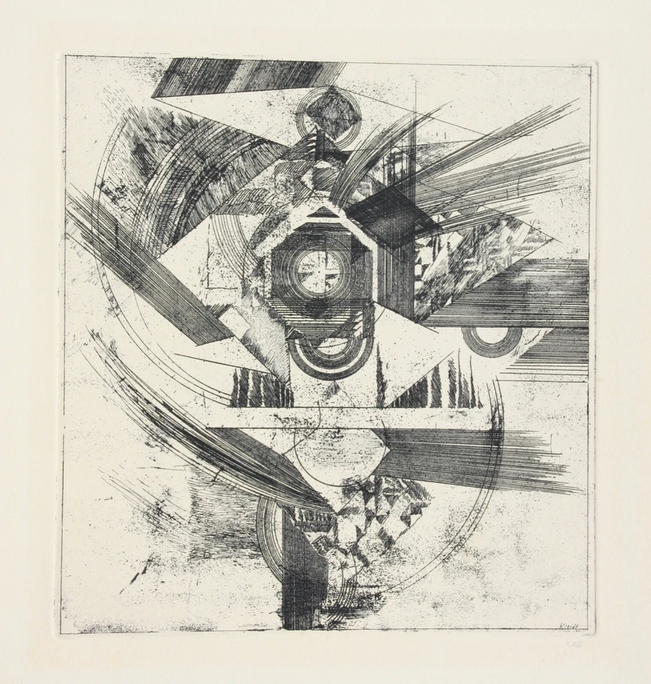 Fritz Kreidt (1936-2020), signierte Radierung, abstrakte Komposition, um 1960 - Bild 2 von 4