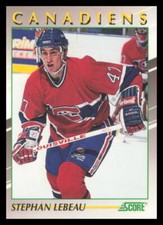 1991-92 Score Young Superstars #7 Stephan Lebeau Montreal Canadiens Hockey Card