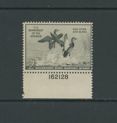 USA Scott # RW18 F-VF OG Hinged BOB Duck US Stamp $2 1952 Cat $90