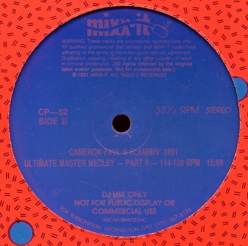 MIXX-IT 52 Cameron Paul's Slammin' 1991 Ultimate Medley Pt. 1 & 2 DJ 12" EX - Picture 3 of 3