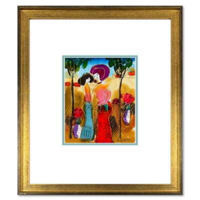 Moshe Leider, Framed Original Mixed Media Watercolor Painting, Hand Signed