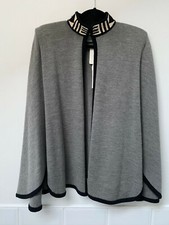 Sass & Bide Grey Merino Wool Knit *glory Days* Cape Intarsia Collar S/m Uk8-12