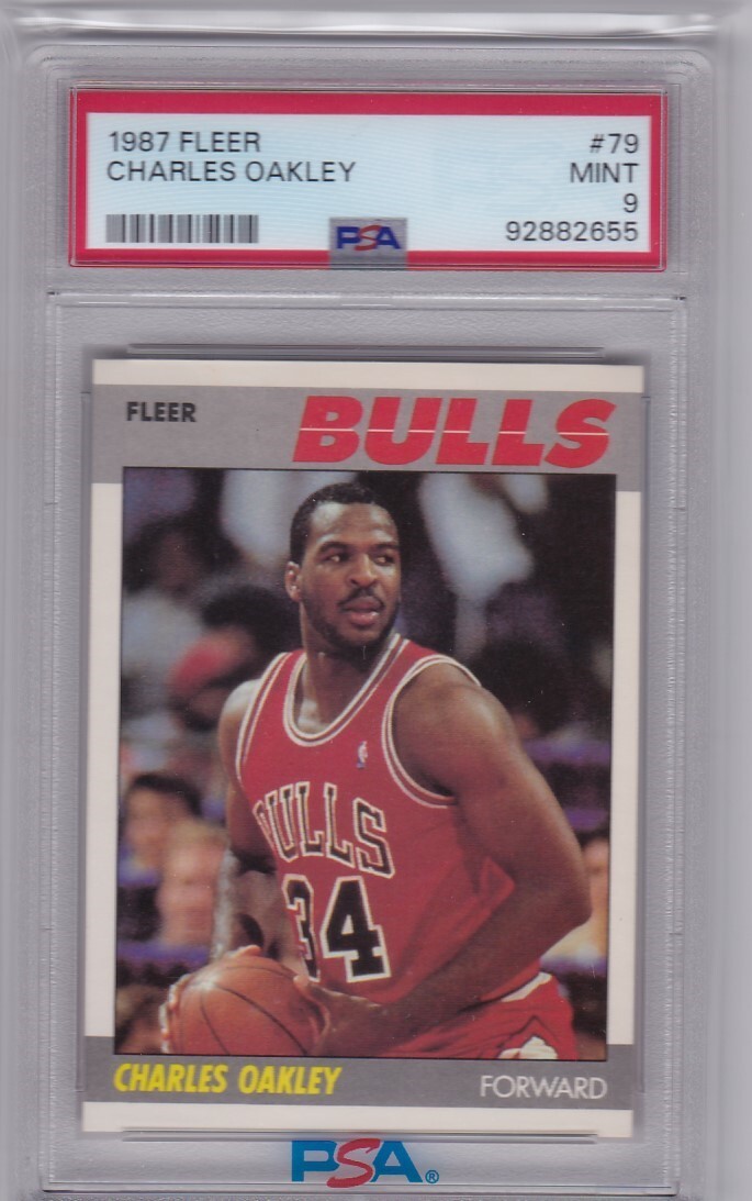 1987-88 FLEER BASKETBALL CHARLES OAKLEY #79 BULLS PSA 9 *409