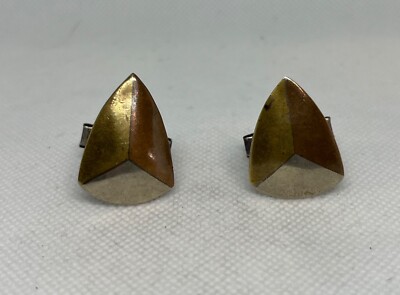 Boutons De Manchette Vintage Fleur De Lys - Cuivre Et Laiton - Marque Swank - Occasion