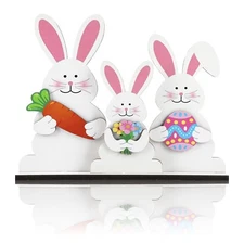 Easter Bunny Decorations Wooden Table Sign Spring Decorations Rabbit Tabletop...