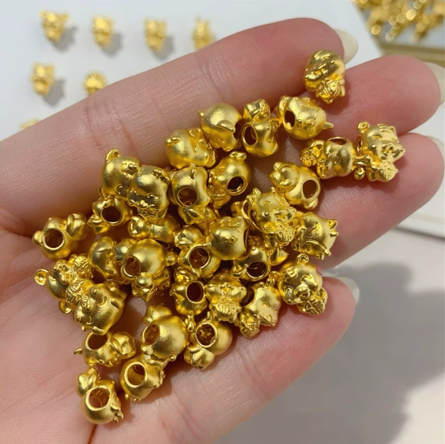 Pure 24K 999 Yellow Gold Chinese Zodiac Sign Pendant Bracelet DIY