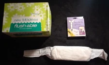 1960's Modess FLUSHABLE Belted Tabbed Maxi Pad Sanitary Napkin + Kotex Belt!